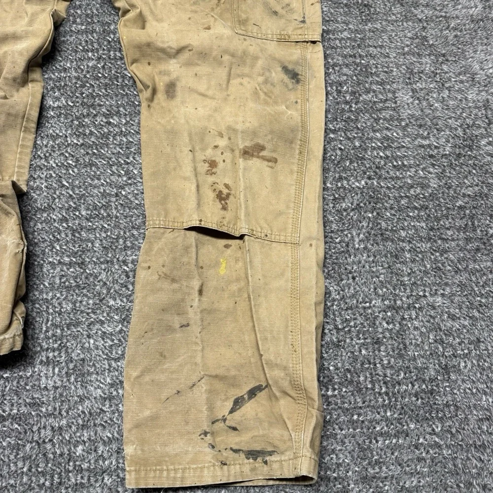 Wrangler Riggs Workwear Carpenter Pants Mens 34 x 32 Brown Ripstop Canvas READ‎